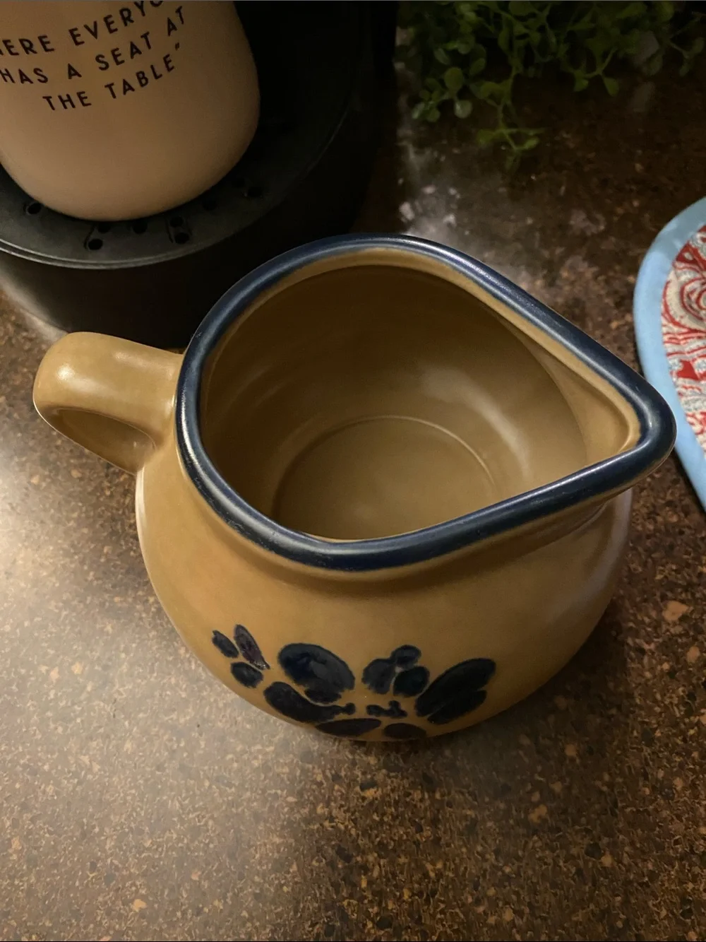 PFALTZGRAFF Folk Art Ceramic Cream and Blue Floral Pitcher - Home Accents